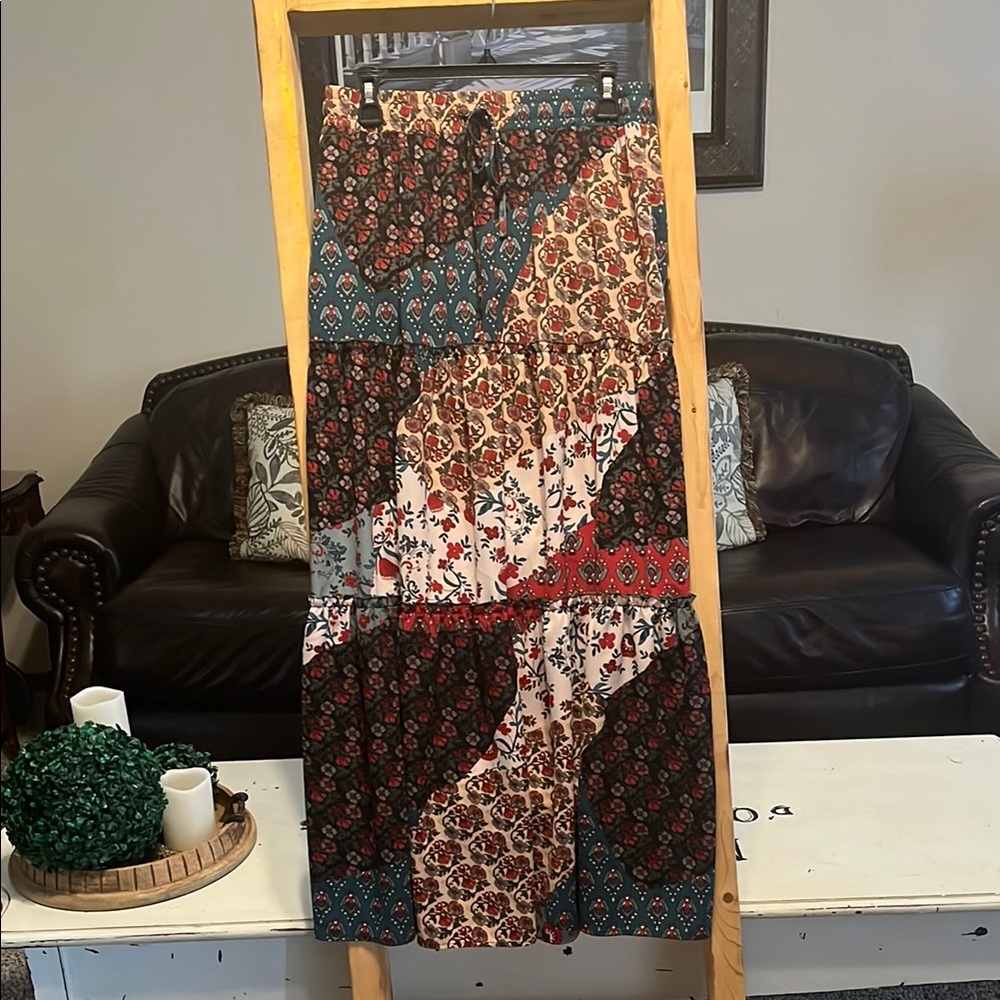 Floral Patchwork Maxi Skirt